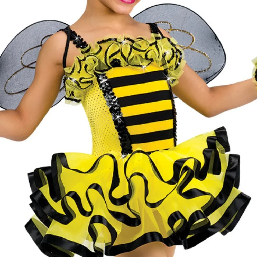 Yellow and Black Bee Dance Costume for Kids